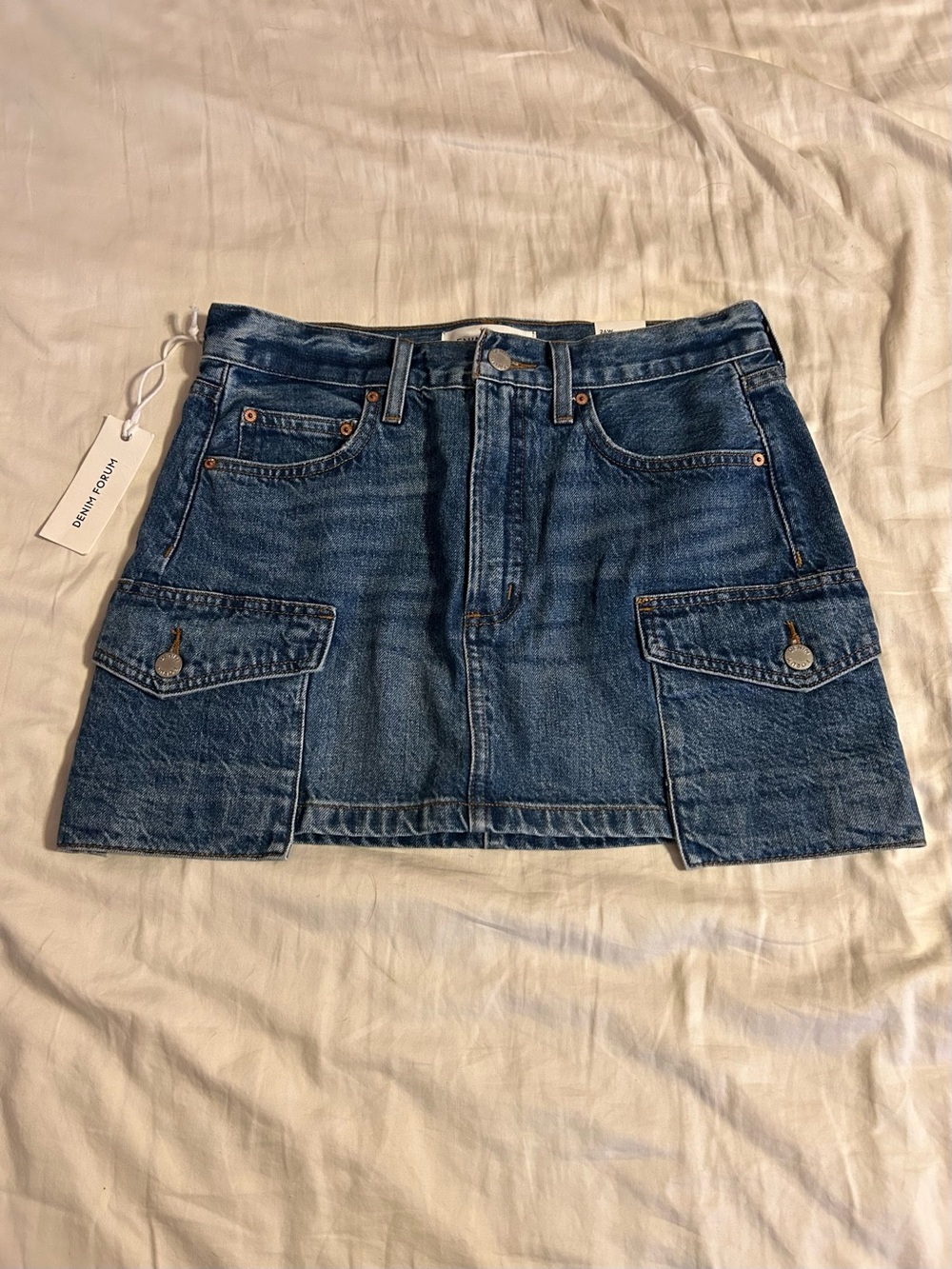 Denim Cargo Pocket Mini Skirt